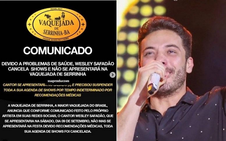 Vaquejada de Serrinha anuncia cancelamento do show de Wesley Safadão