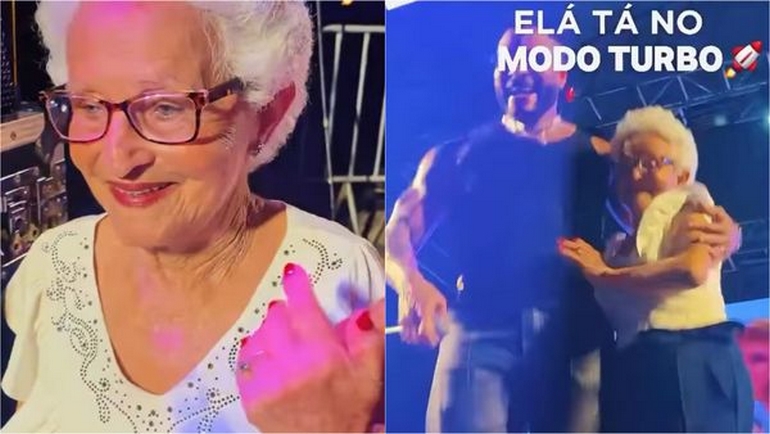 VÍDEO: idosa de 83 anos dança com Tony Salles em show na Bahia
