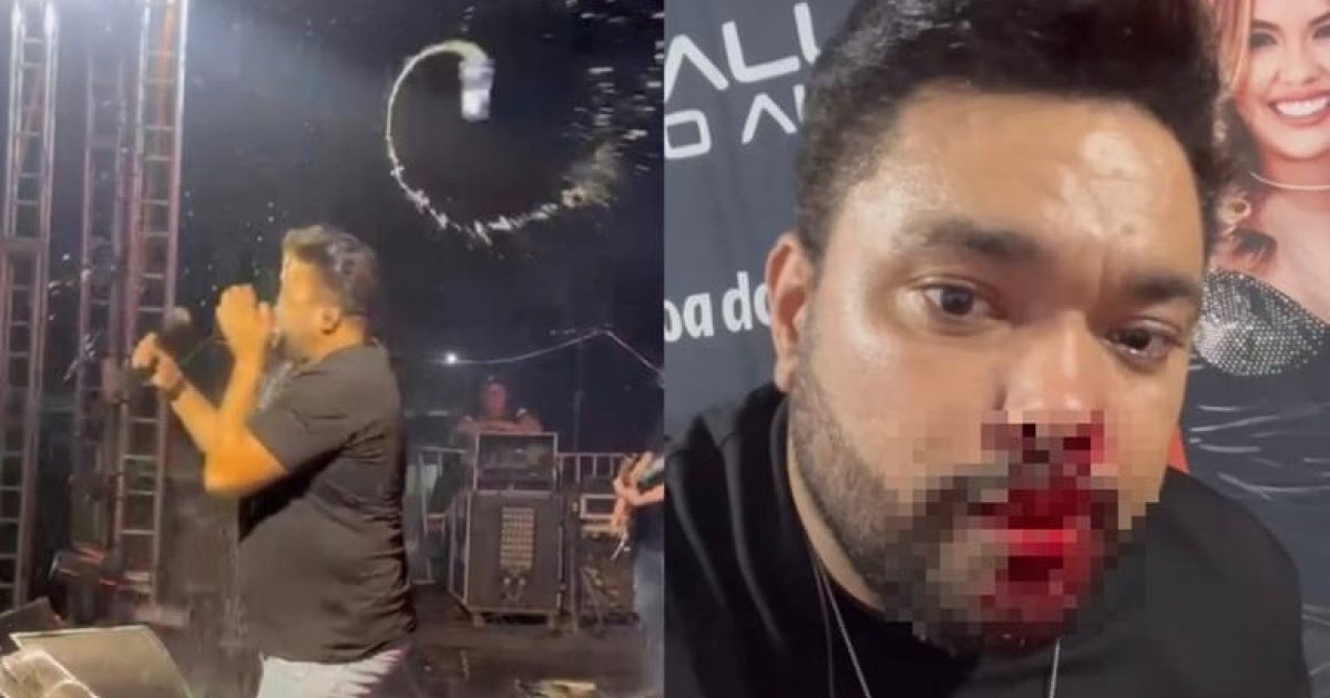 Cantor da banda Malla 100 Alça é atingido por lata de cerveja durante show em Mato Grosso; Veja vídeo